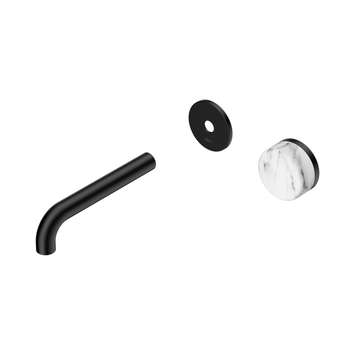 Nero Serenity Progressive Wall Basin Mixer 160mm Spout With Arabescato Corchia Handle Trim Kit Only - Matte Black