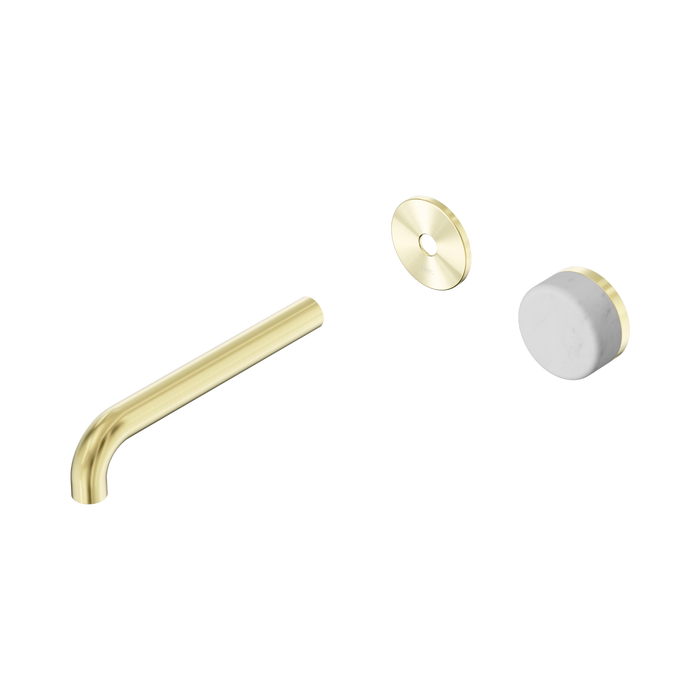 Nero Serenity Progressive Wall Basin Mixer 185mm Spout With Carrara Handle Trim Kit Only - Brushed Gold