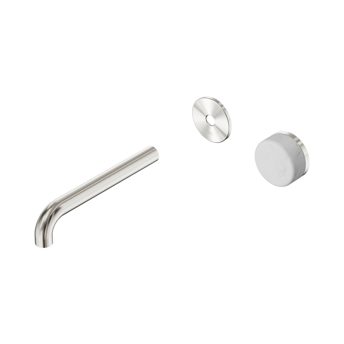 Nero Serenity Progressive Wall Basin Mixer 185mm Spout With Carrara Handle Trim Kit Only - Brushed Nickel