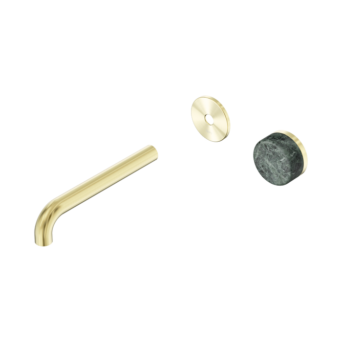 Nero Serenity Progressive Wall Basin Mixer 185mm Spout With Verde Alpi Handle Trim Kit Only - Brushed Gold