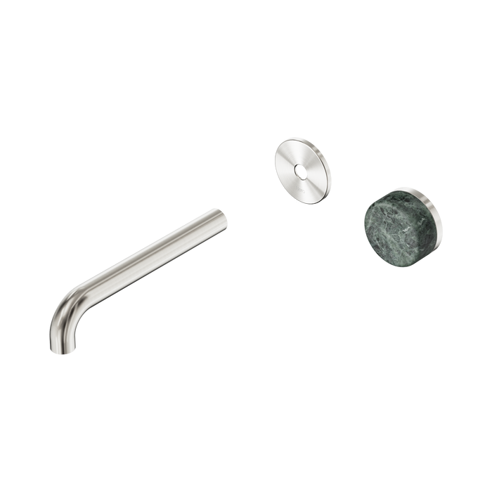 Nero Serenity Progressive Wall Basin Mixer 185mm Spout With Verde Alpi Handle Trim Kit Only - Brushed Nickel