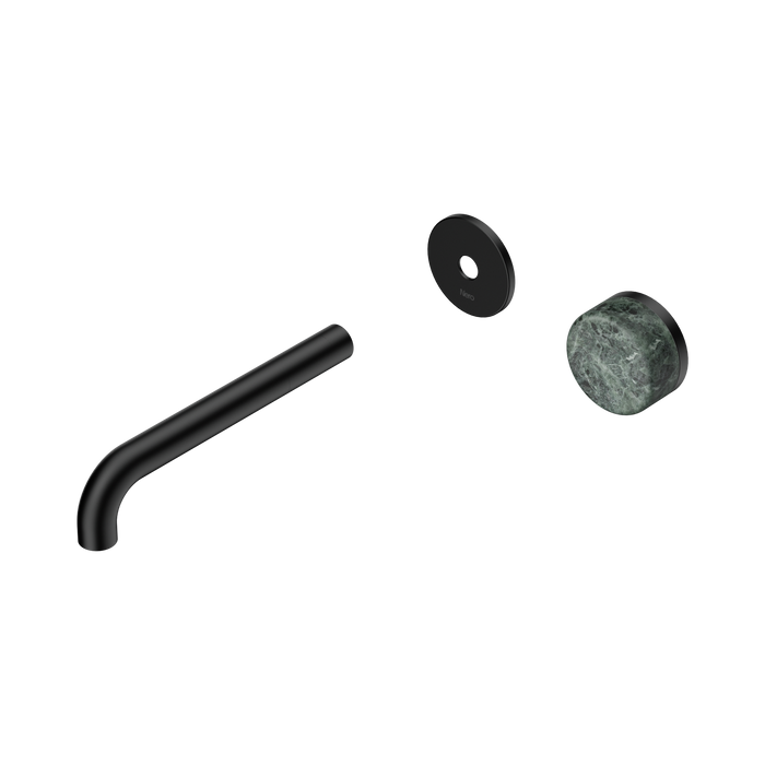 Nero Serenity Progressive Wall Basin Mixer 185mm Spout With Verde Alpi Handle Trim Kit Only - Matte Black