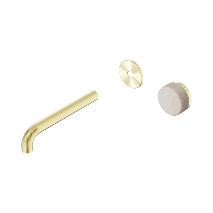 Nero Serenity Progressive Wall Basin Mixer 185mm Spout With Rome Travertine Handle Trim Kit Only - Brushed Gold