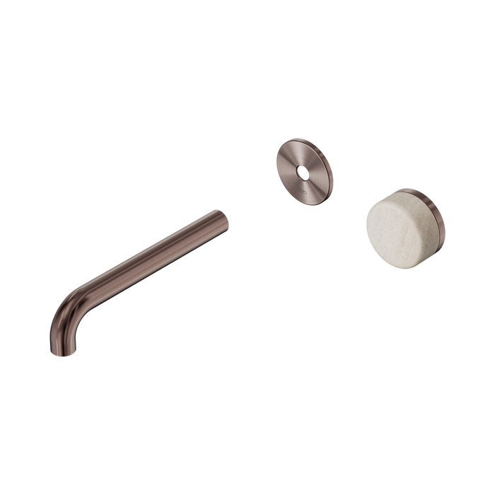 Nero Serenity Progressive Wall Basin Mixer 185mm Spout With Rome Travertine Handle Trim Kit Only - Brushed Bronze