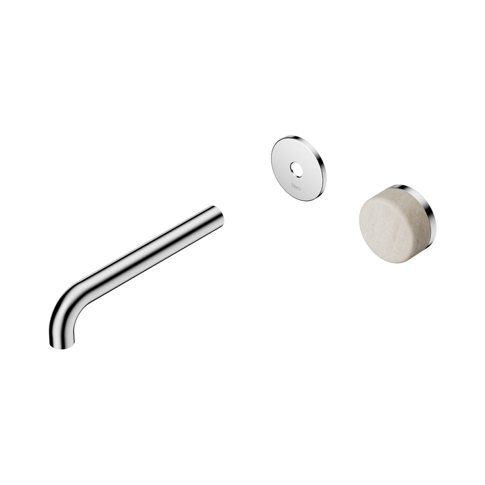 Nero Serenity Progressive Wall Basin Mixer 185mm Spout With Rome Travertine Handle Trim Kit Only - Chrome