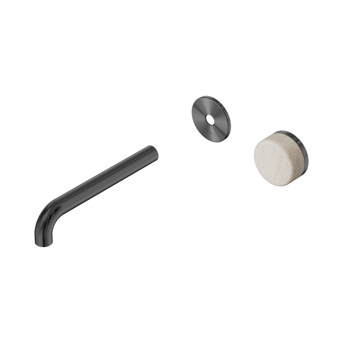 Nero Serenity Progressive Wall Basin Mixer 185mm Spout With Rome Travertine Handle Trim Kit Only - Gun Metal