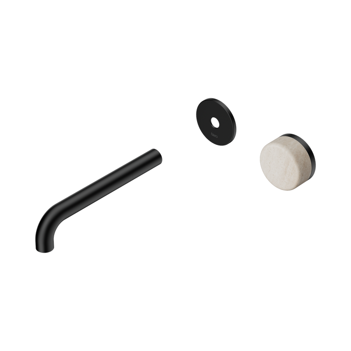 Nero Serenity Progressive Wall Basin Mixer 185mm Spout With Rome Travertine Handle Trim Kit Only - Matte Black