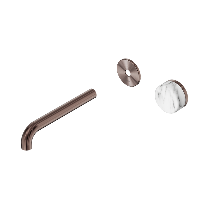 Nero Serenity Progressive Wall Basin Mixer 185mm Spout With Arabescato Corchia Handle Trim Kit Only - Brushed Bronze