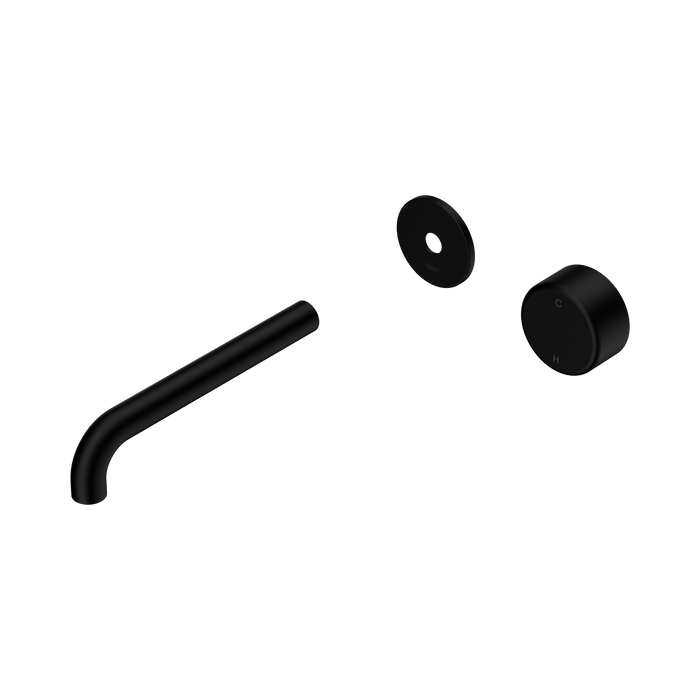 Nero Serenity Progressive Wall Basin Mixer 185mm Spout With Metal Handle Trim Kit Only - Matte Black