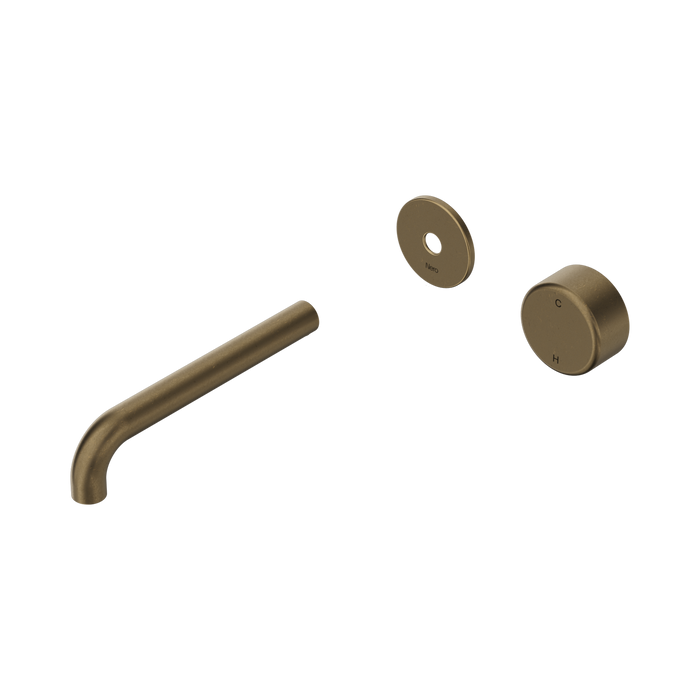 Nero Serenity Progressive Wall Basin Mixer 185mm Spout With Metal Handle Trim Kit Only - Tumbled Antique Brass