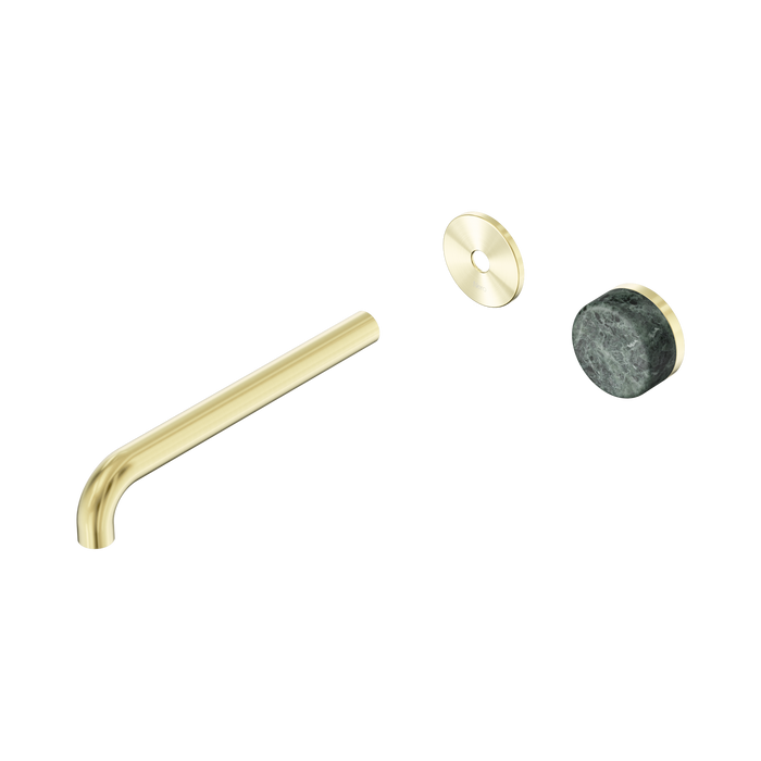 Nero Serenity Progressive Wall Basin Mixer 220mm Spout With Verde Alpi Handle Trim Kit Only - Brushed Gold