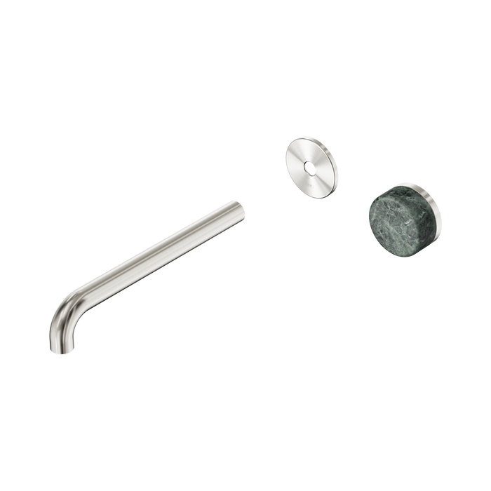 Nero Serenity Progressive Wall Basin Mixer 220mm Spout With Verde Alpi Handle Trim Kit Only - Brushed Nickel
