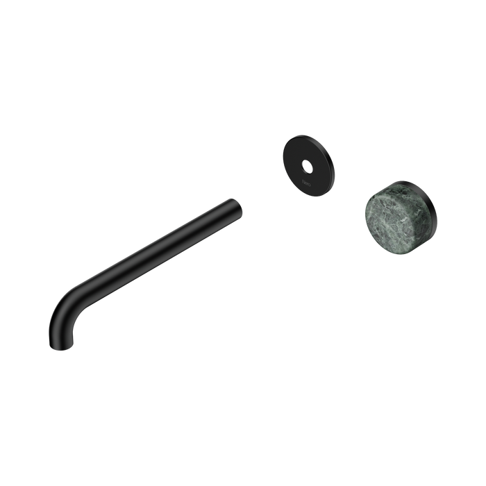Nero Serenity Progressive Wall Basin Mixer 220mm Spout With Verde Alpi Handle Trim Kit Only - Matte Black