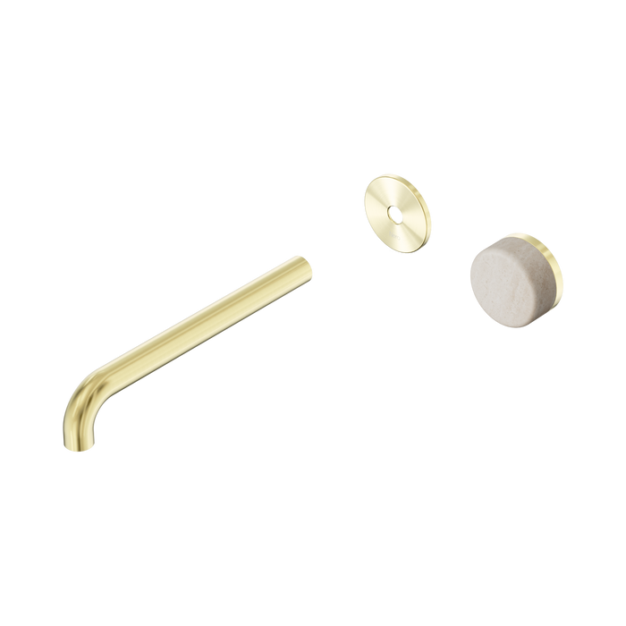 Nero Serenity Progressive Wall Basin Mixer 220mm Spout With Rome Travertine Handle Trim Kit Only - Brushed Gold