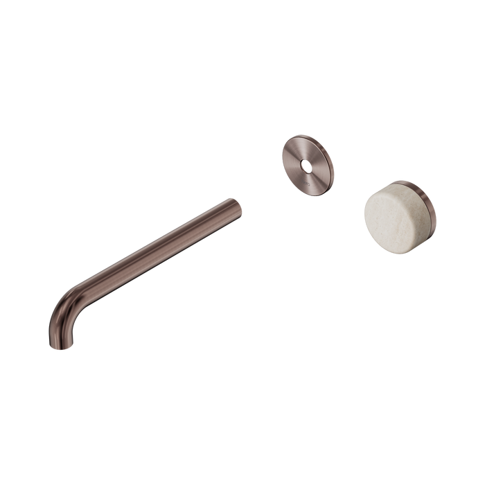 Nero Serenity Progressive Wall Basin Mixer 220mm Spout With Rome Travertine Handle Trim Kit Only - Brushed Bronze