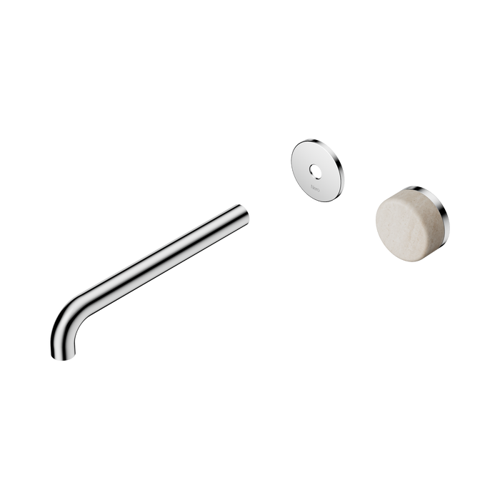 Nero Serenity Progressive Wall Basin Mixer 220mm Spout With Rome Travertine Handle Trim Kit Only - Chrome