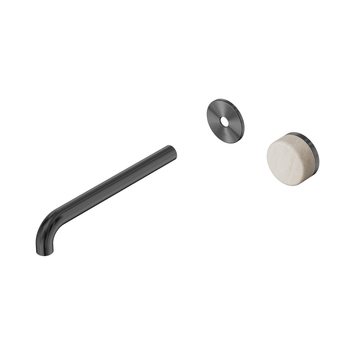 Nero Serenity Progressive Wall Basin Mixer 220mm Spout With Rome Travertine Handle Trim Kit Only - Gun Metal