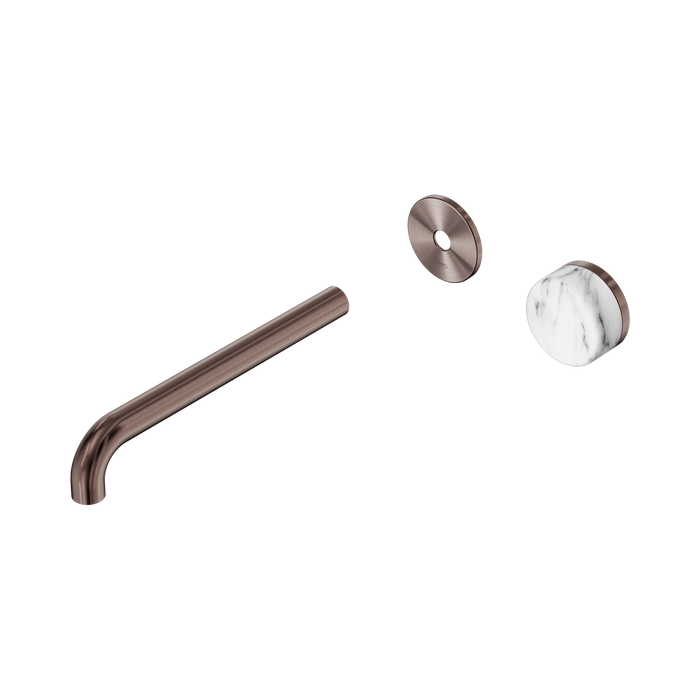 Nero Serenity Progressive Wall Basin Mixer 220mm Spout With Arabescato Corchia Handle Trim Kit Only - Brushed Bronze