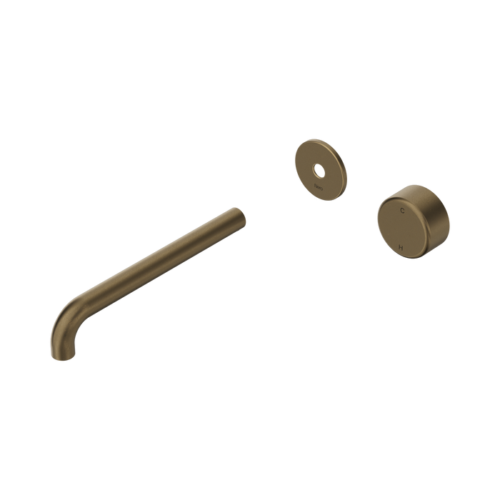 Nero Serenity Progressive Wall Basin Mixer 220mm Spout With Metal Handle Trim Kit Only - Tumbled Antique Brass