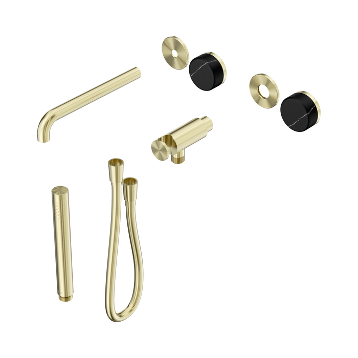 Nero Serenity Progressive Shower System With Spout With Marquina Black Handle And Slim Shower Trim Kit Only - Brushed Gold