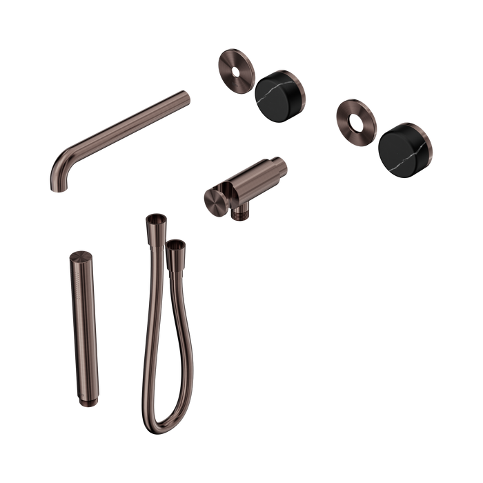 Nero Serenity Progressive Shower System With Spout With Marquina Black Handle And Slim Shower Trim Kit Only - Brushed Bronze