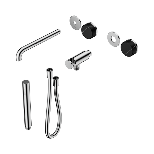 Nero Serenity Progressive Shower System With Spout With Marquina Black Handle And Slim Shower Trim Kit Only - Chrome