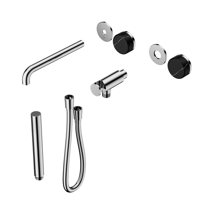 Nero Serenity Progressive Shower System With Spout With Marquina Black Handle And Slim Shower Trim Kit Only - Chrome
