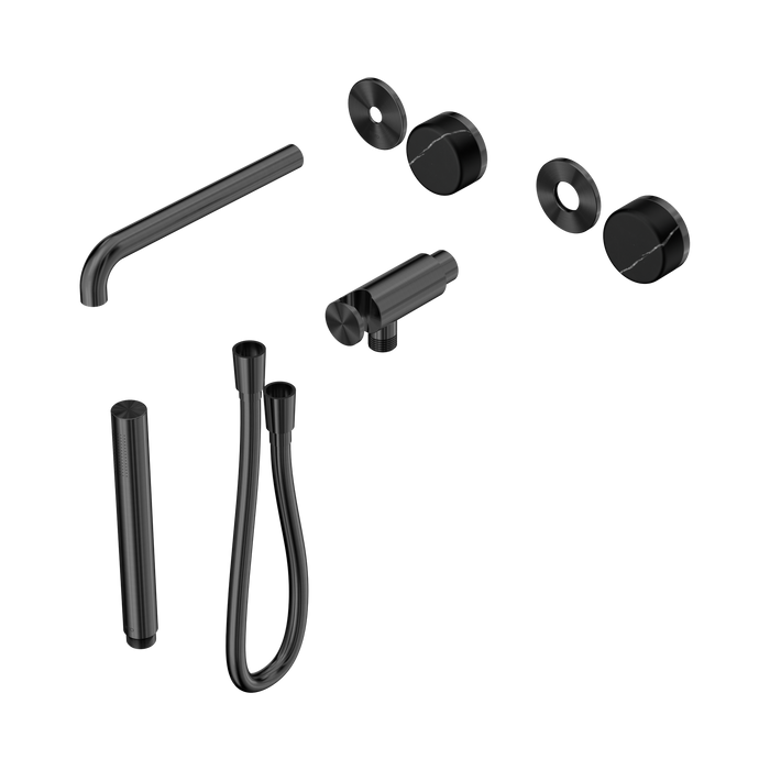 Nero Serenity Progressive Shower System With Spout With Marquina Black Handle And Slim Shower Trim Kit Only - Gun Metal