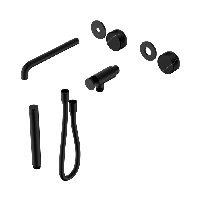 Nero Serenity Progressive Shower System With Spout With Marquina Black Handle And Slim Shower Trim Kit Only - Matte Black