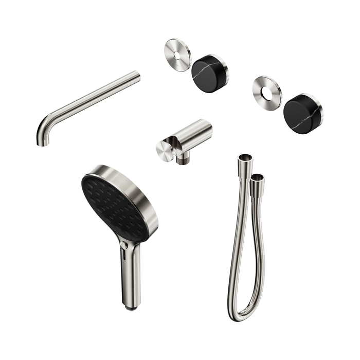 Nero Serenity Progressive Shower System With Spout With Marquina Black Handle And Serenity Hand Shower Trim Kit Only - Brushed Nickel