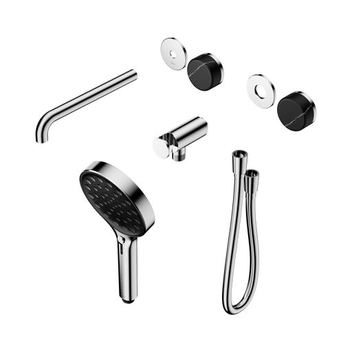 Nero Serenity Progressive Shower System With Spout With Marquina Black Handle And Serenity Hand Shower Trim Kit Only - Chrome