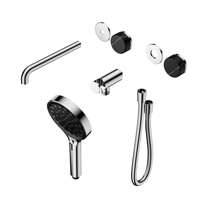 Nero Serenity Progressive Shower System With Spout With Marquina Black Handle And Serenity Hand Shower Trim Kit Only - Chrome