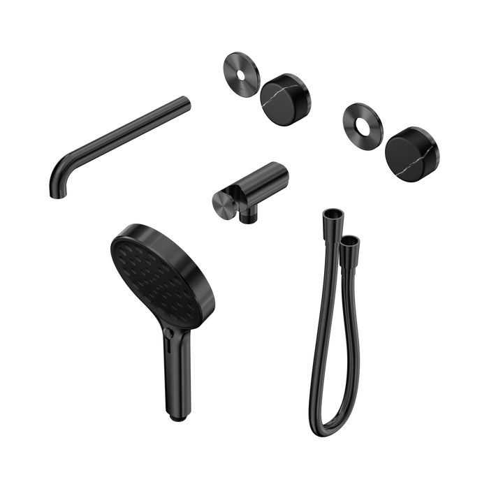 Nero Serenity Progressive Shower System With Spout With Marquina Black Handle And Serenity Hand Shower Trim Kit Only - Gun Metal