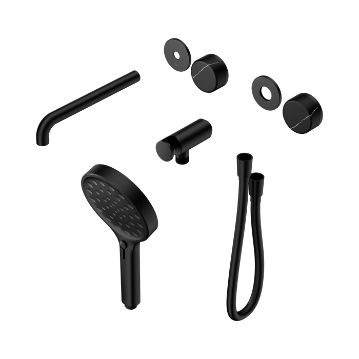 Nero Serenity Progressive Shower System With Spout With Marquina Black Handle And Serenity Hand Shower Trim Kit Only - Matte Black