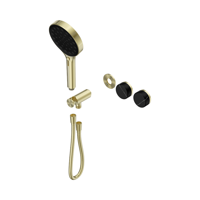 Nero Serenity Progressive Shower System With Marquina Black Handle And Serenity Hand Shower Trim Kit Only - Brushed Gold