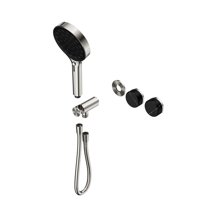 Nero Serenity Progressive Shower System With Marquina Black Handle And Serenity Hand Shower Trim Kit Only - Brushed Nickel