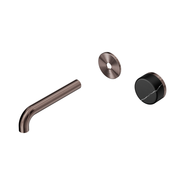 Nero Serenity Progressive Wall Basin Mixer 160mm Spout With Marquina Black Handle Trim Kit Only - Brushed Bronze