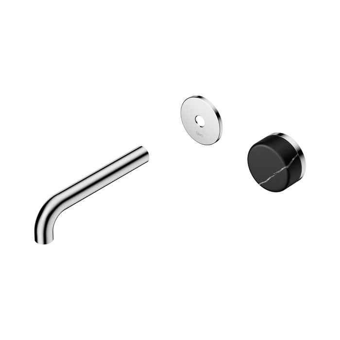 Nero Serenity Progressive Wall Basin Mixer 160mm Spout With Marquina Black Handle Trim Kit Only - Chrome