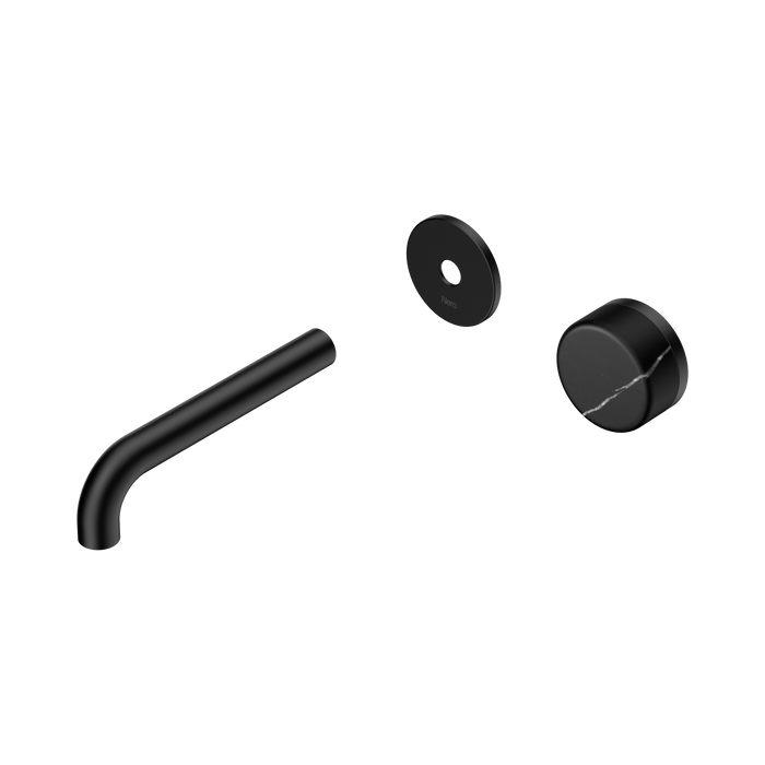 Nero Serenity Progressive Wall Basin Mixer 160mm Spout With Marquina Black Handle Trim Kit Only - Matte Black