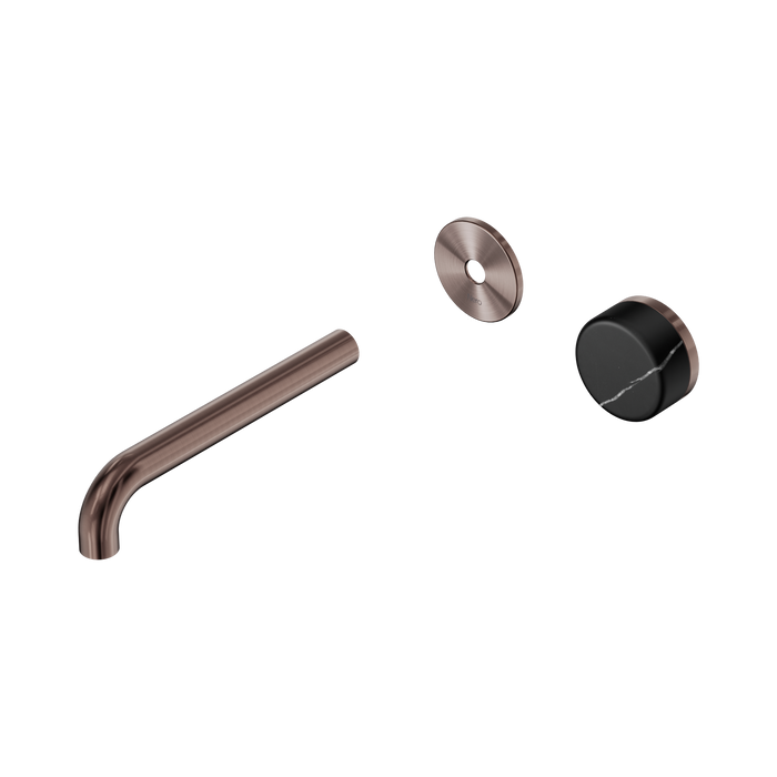 Nero Serenity Progressive Wall Basin Mixer 185mm Spout With Marquina Black Handle Trim Kit Only - Brushed Bronze