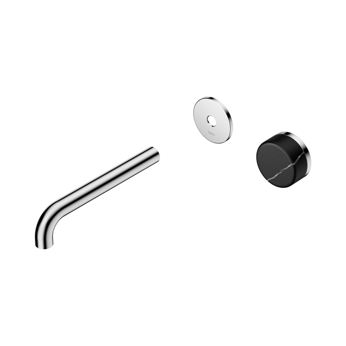 Nero Serenity Progressive Wall Basin Mixer 185mm Spout With Marquina Black Handle Trim Kit Only - Chrome