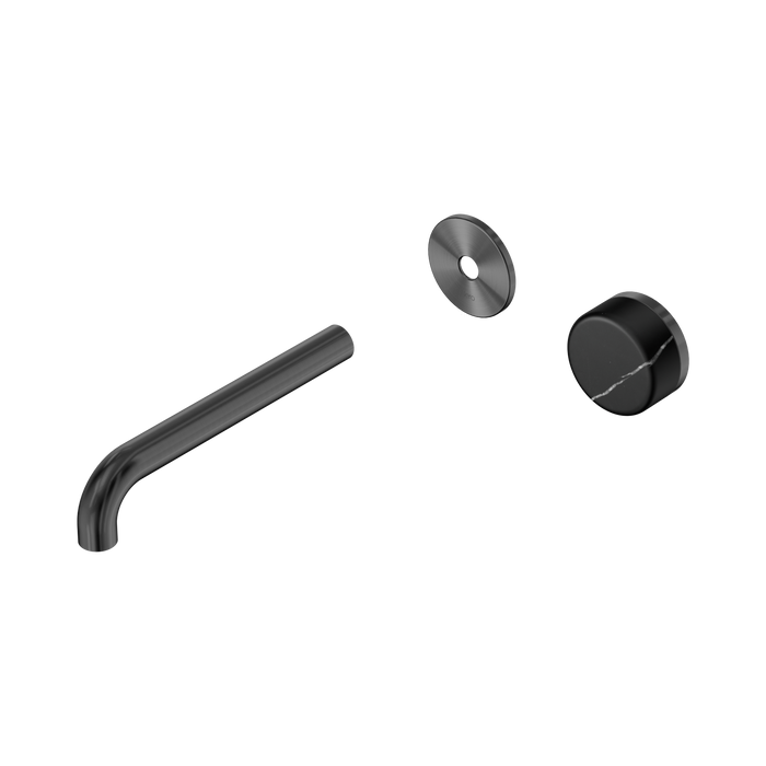 Nero Serenity Progressive Wall Basin Mixer 185mm Spout With Marquina Black Handle Trim Kit Only - Gun Metal