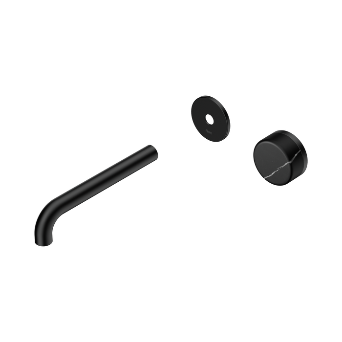 Nero Serenity Progressive Wall Basin Mixer 185mm Spout With Marquina Black Handle Trim Kit Only - Matte Black