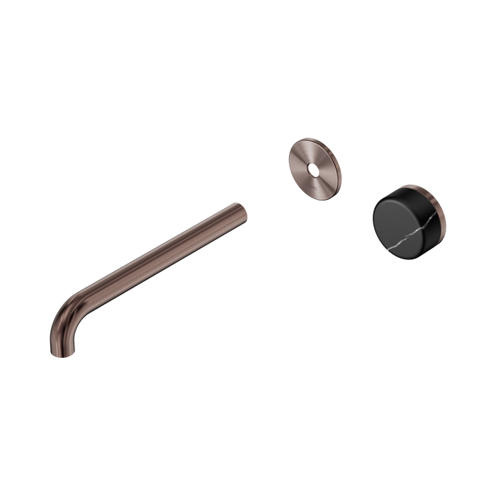 Nero Serenity Progressive Wall Basin Mixer 220mm Spout With Marquina Black Handle Trim Kit Only - Brushed Bronze