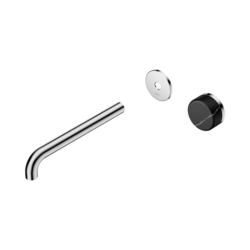 Nero Serenity Progressive Wall Basin Mixer 220mm Spout With Marquina Black Handle Trim Kit Only - Chrome