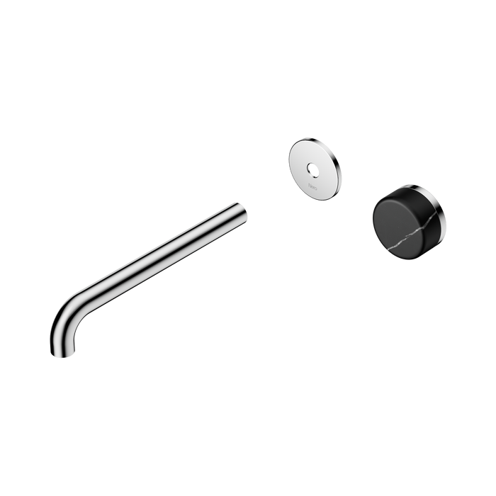 Nero Serenity Progressive Wall Basin Mixer 220mm Spout With Marquina Black Handle Trim Kit Only - Chrome