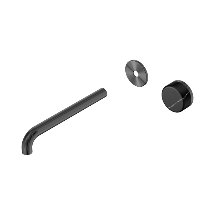 Nero Serenity Progressive Wall Basin Mixer 220mm Spout With Marquina Black Handle Trim Kit Only - Gun Metal