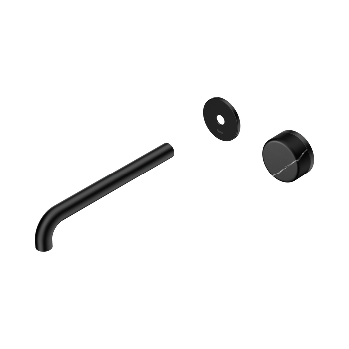 Nero Serenity Progressive Wall Basin Mixer 220mm Spout With Marquina Black Handle Trim Kit Only - Matte Black