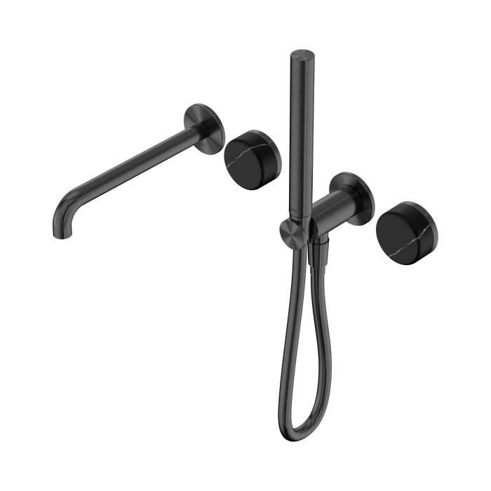 Nero Serenity Progressive Shower System With Spout With Marquina Black Handle And Slim Shower - Gun Metal