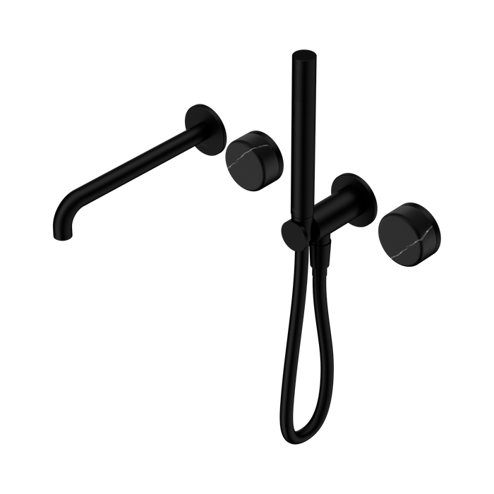 Nero Serenity Progressive Shower System With Spout With Marquina Black Handle And Slim Shower - Matte Black